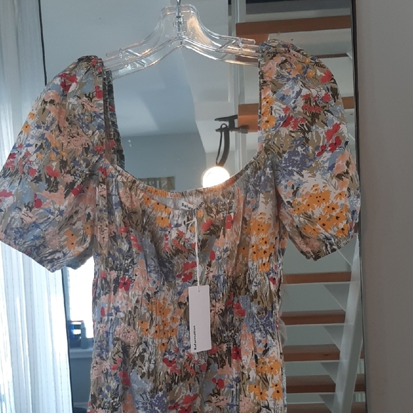 NWT💐REFORMATION💐CUTE Multicolor COTTON Floral Off-Shoulder Mini Dress Sz M - Picture 5 of 13